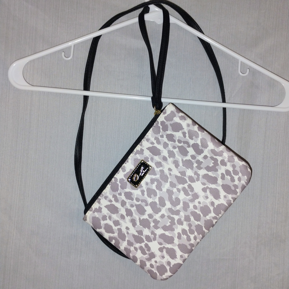 Betsey Johnson Small Black and Gray Leopard Crossbody Purse